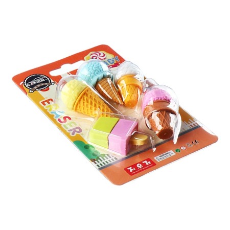 A set of figured erasers "Pies/Ice Cream", 4 pieces, mix (barcode on a piece)-4