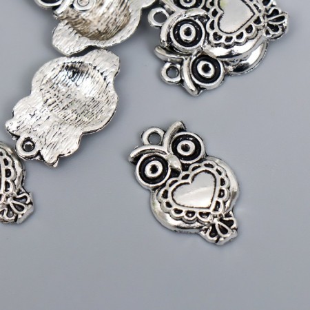 Decor Metal for creativity "Filin with heart" silver 7546 2.2x1.4 cm