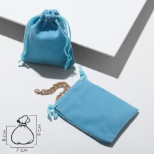 Velvet bag, 7 × 9 cm, blue color