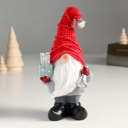 Polystone souvenir "Santa Claus in a red cap, with gifts and a bell" 7x9x18 cm