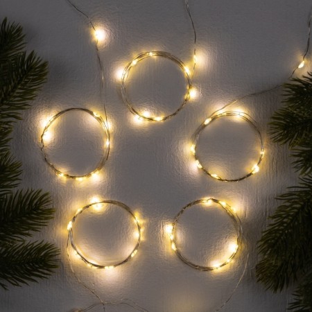 Set of garlands “thread” 1 m dew, IP20, silver thread, 10 LED, warm white glow, 3 modes, AG13x3, 5 pcs.