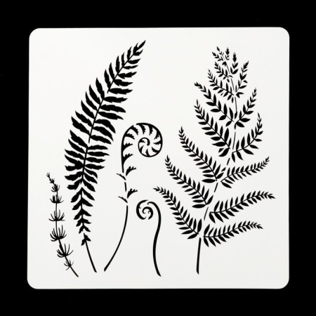 Plastic square stencil "leaves" 15x15 cm-1