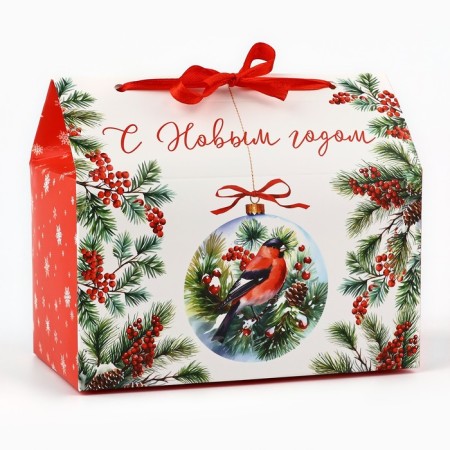 Box for sweets "Happy New Year", bullfinch, 10 x 18 x 14 cm, new year-2