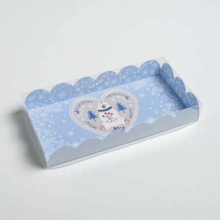 Box for confectionery with PVC cover “Snow time”, 10.5 x 21 x 3 cm, New Year-1