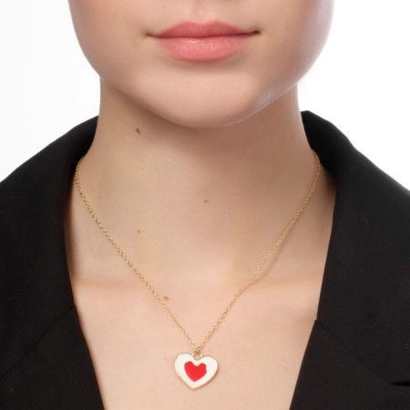 The pendant "Heart" is double, the color is red-white in gold, 40 cm-6