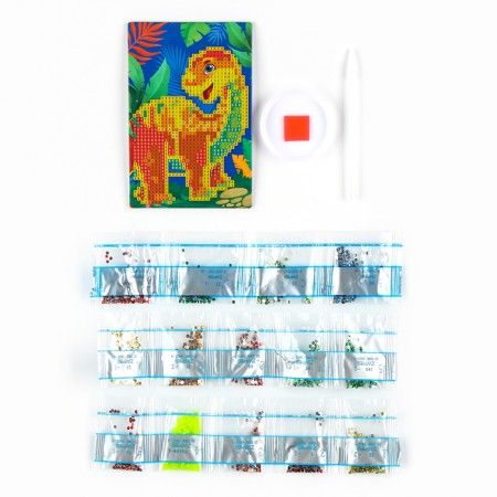 Diamond mosaic for children with luminous rhinestones "Dinosaur", 10 x 15 cm, set for creativity-2