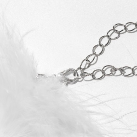 Choker "Lightness" with beads, white color, metal silver, 48 cm-1