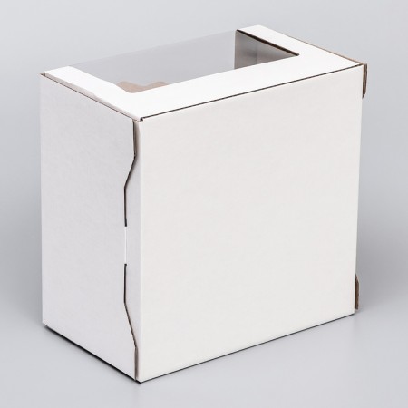 Box for cake 2 windows, with handles, white, 23 x 23 x14 cm-2