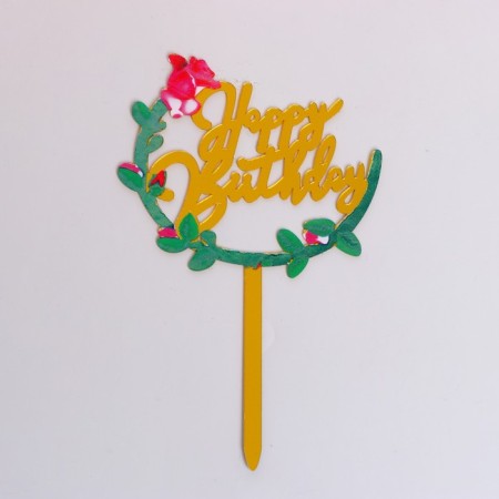 Topper "Happy Birthday", Rose