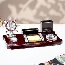 Table set 6V1 with a business card holder, red tree