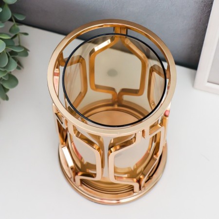 Summary metal, 1 candle "Sot" gold 12.5x12.5x20 cm-2