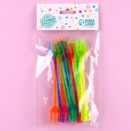 Plastic forks, set 12 pcs., Mix colors-3