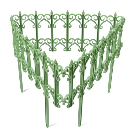 Decorative fence, 25 × 180 cm, 5 sections, plastic, light green, "classics"-8