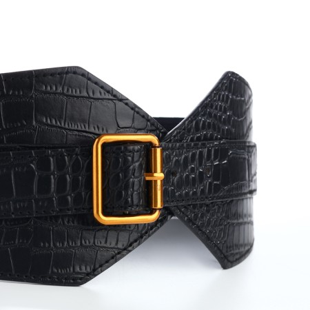 Women's belt, width 10 cm, black color-5