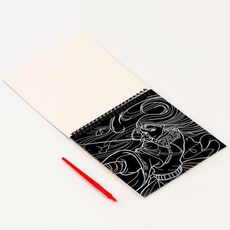 Blocknote engraving-painting "Anime-hero", 19 x 19cm-1