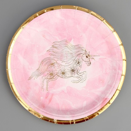 Paper plate "Golden Unicorn", 6 pcs.