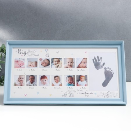 Photo frame plastic in 13 photos 4x4, 9x13 cm "My first year" Blue 20.7x38 cm-1