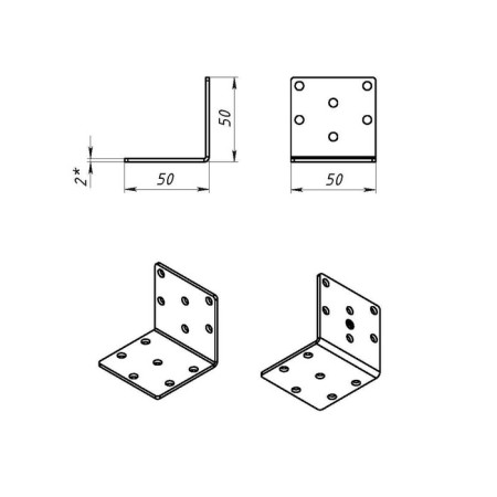 Fixed corner 50 x 50 x 50 x 2 mm, GOT, in the package of 50 pcs.-2