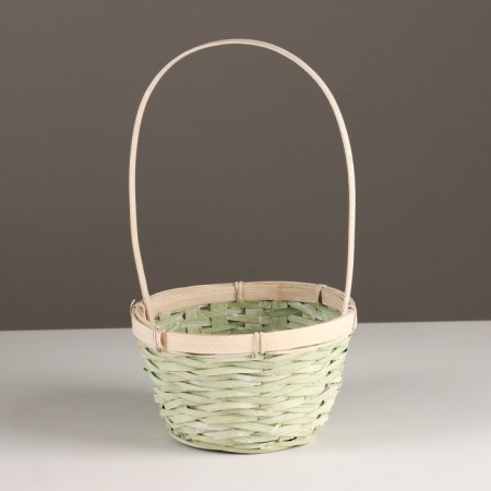 Wicker basket, d17x10.5xh33cm, green, bamboo