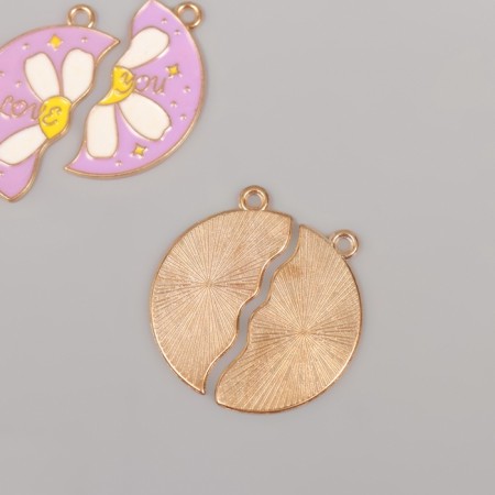 Decor for creativity Metal, enamel "Chamomile - Half" set 2 pcs 2.8x2.7 cm-2