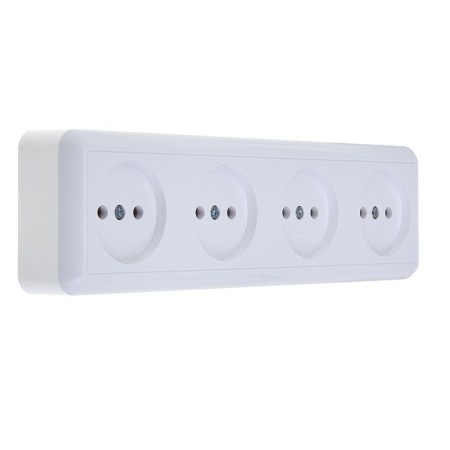 Kuntsevo socket Optima, four -seater, 16 A, 250 V, without salary, outer, white