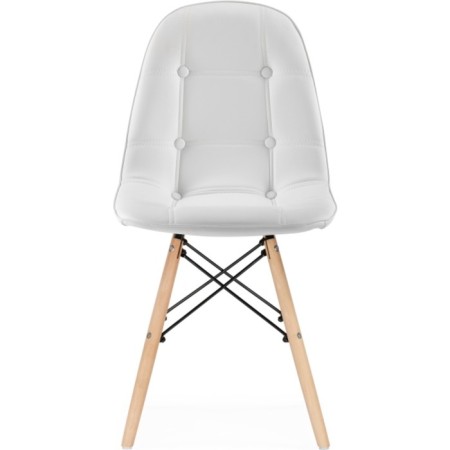 Wooden chair Kvadro array of beech/metal/eco -leather, natural/white 45x49x85 cm-1