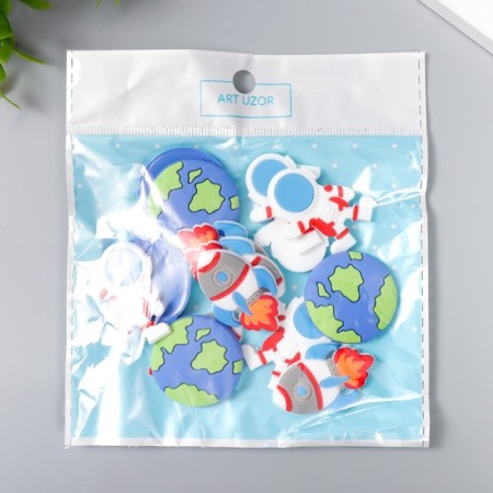 Decor for creativity rubber "Cosmos" set 15 pcs MIX 3x3 cm-4