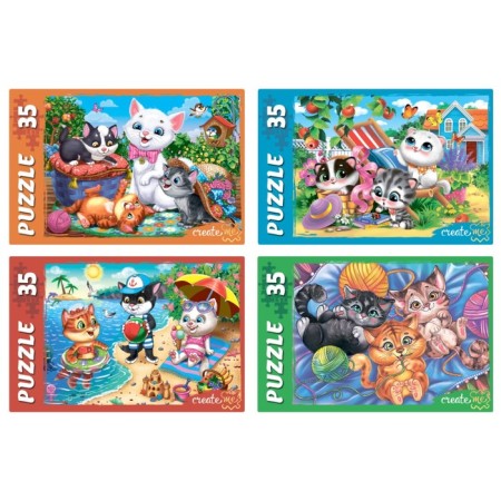 Puzzle "Funny cats", 35 elements, mix