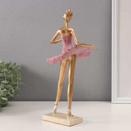 Polystone souvenir "Ballerina in a rack in a pink pack" Pink with gold 5.5x14x31 cm-2