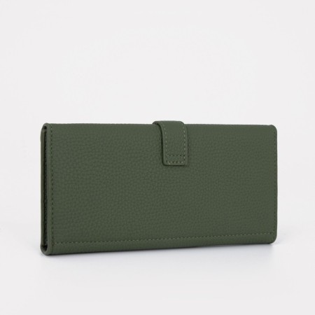 Women's wallet on the button, green color-1