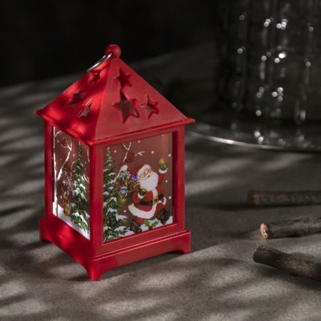 LED figure "Lantern with Santa Claus" 6 × 13 × 6 cm, plastic, batteries AG13x3, glow warm white-1