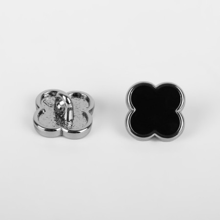 A set of buttons on the leg "Clover", d = 13 mm, 5 pcs, black/silver color-1