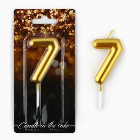 Candle for the cake, number "7", gold, 4 x 10 cm.-1