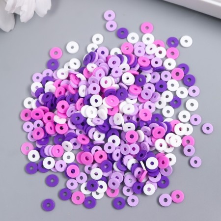 Beads for PVC creativity "Violet-lilac rings" set ≈ 330 pcs 0.1x0.6x0.6 cm