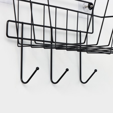 Basket with 3 hooks, 37 × 20 × 19.5 cm, black color-3