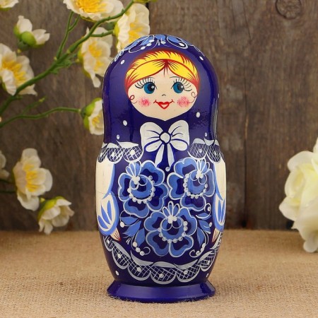 Doll "gzhel", blue scarf, 5 puppet, 17 cm-5