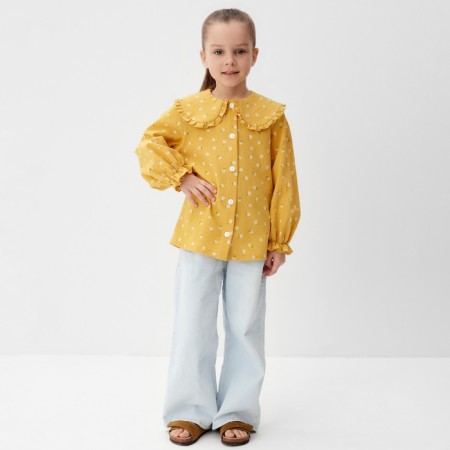 Children's shirt with collar KAFTAN, R.34 (122-128 cm), yellow-6