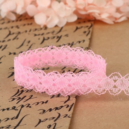 Capricon lace, 15 mm × 10 ± 1 m, pink color-2