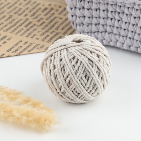 Weaving cord, cotton, d = 3 mm, 50 m, white color