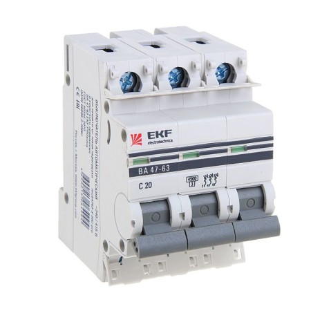 Automatic circuit breaker EKF Proxima, 3P, modular, 20 A-1