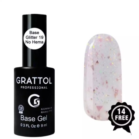 Base Grattol Glitter No. 19, 9 ml