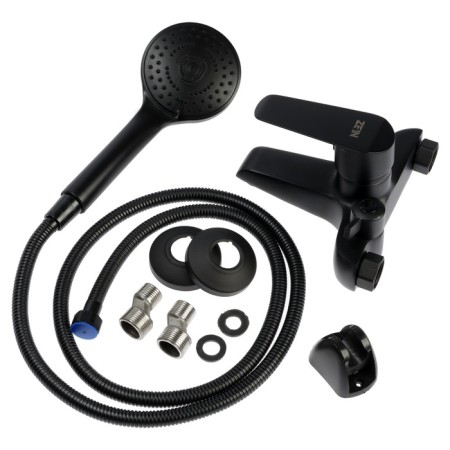 Bath mixer Zein Z3855, single -leaf, shower set, watering can 5 modes, black-11