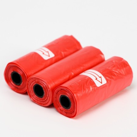 Packets for cleaning dogs are plain (3 rolls of 15 packages 29x21 cm), red-1