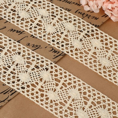 Knitted lace, 65 mm × 10 ± 1 m, beige color-1