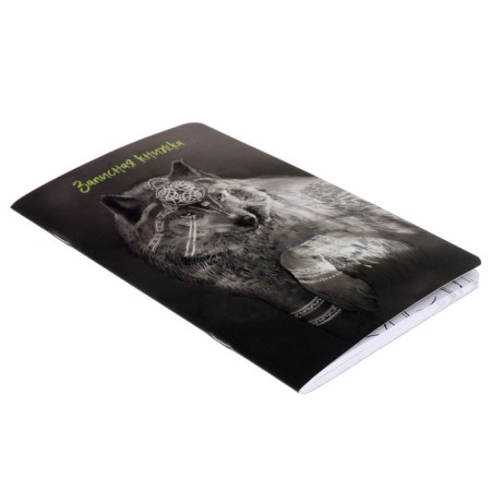 Notebook for boys 130 x 210 mm, 56 sheets in the "wolf" line, covered cardboard, lamination of Soft-Touch, selective UV-lace-1