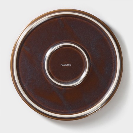 Porcelain dining plate Magistro Garland, D = 22.5 cm, blue color-3