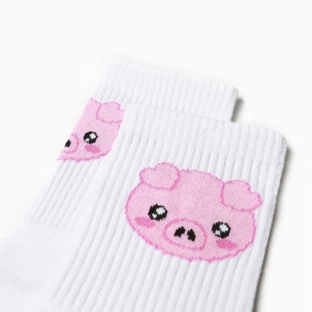 Socks female pigs, white/pink color, size 36-40-1