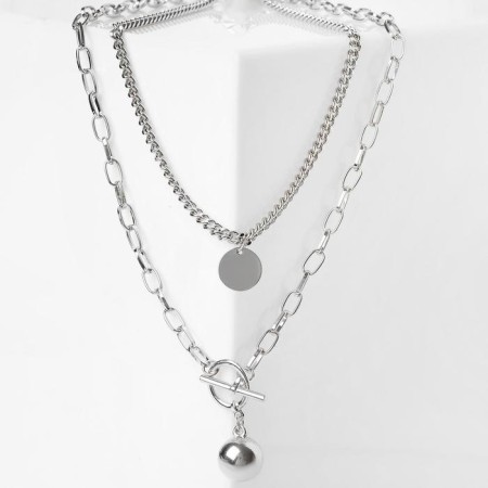 Pendant "Chain" ball, medallion, color silver, 58 cm