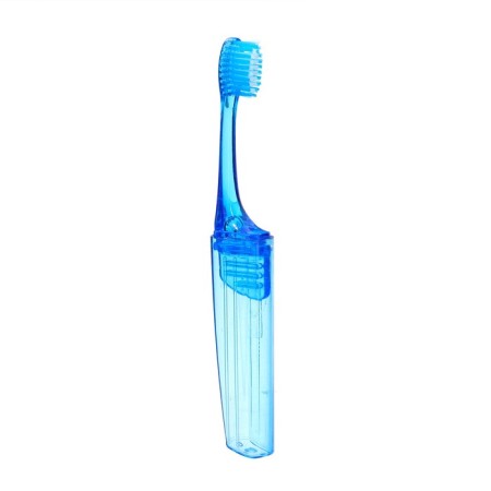 Folding toothbrush in individual packaging, 1 piece, medium stiffness, blue-1