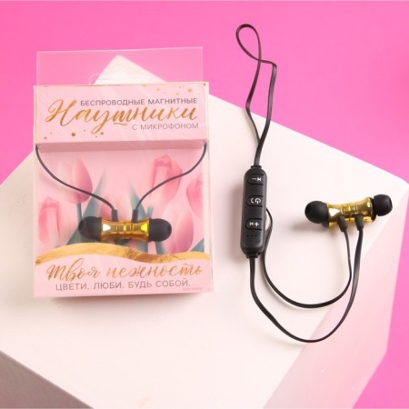Wireless magnetic headphones with microphone "Flowers", mod. VBT 1.1, 9 x 13.5 cm-1